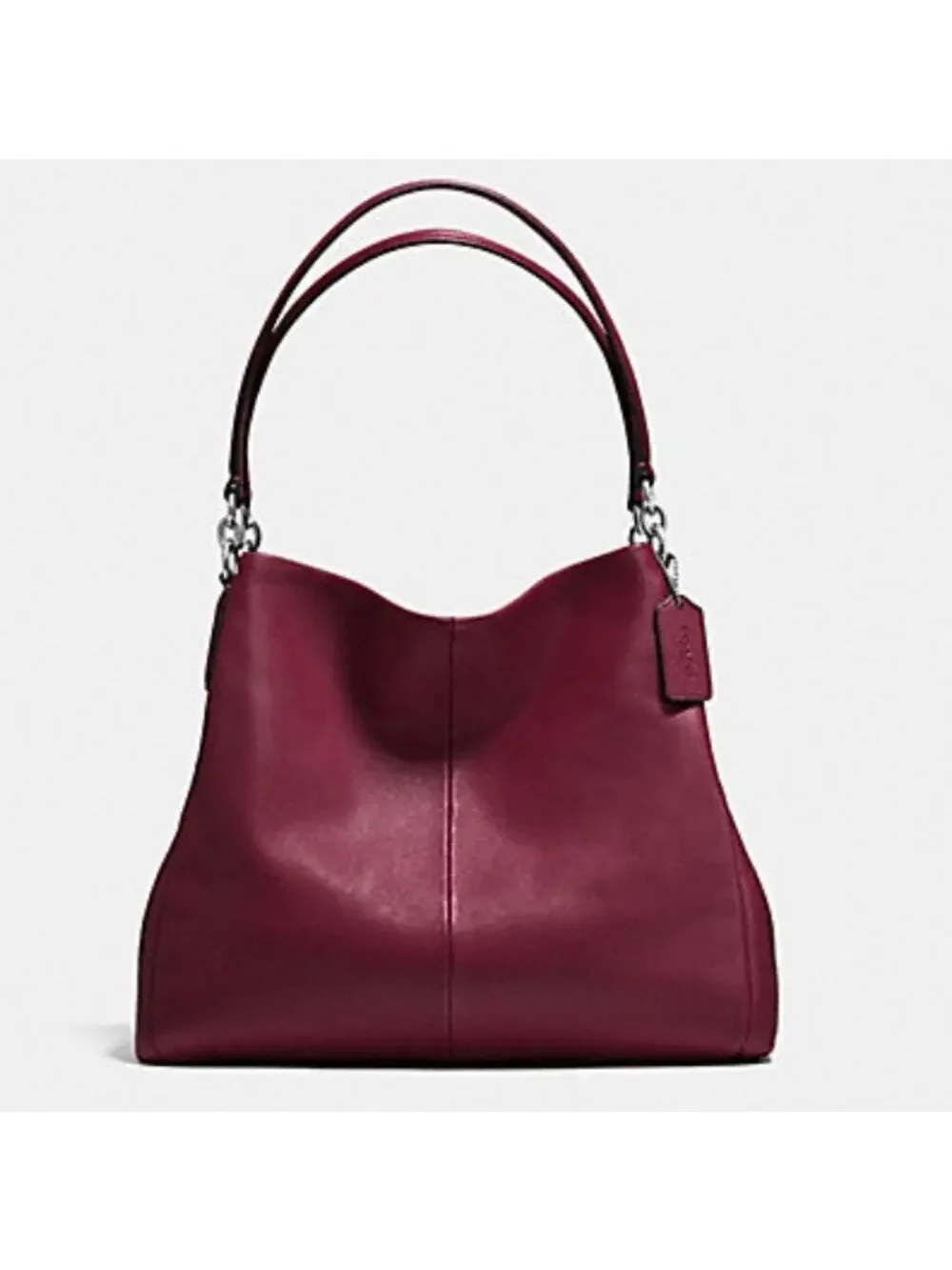 Coach Phoebe Hobo Bag Berry Pebbled Leather Tote Burgundy Wine Purse Shoulder - Picture 1 of 13
